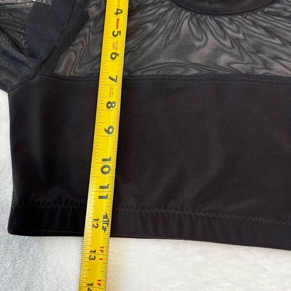 Norma Kamali Black Mesh Long Sleeve Jersey Crop Top Medium - Picture 6 of 6